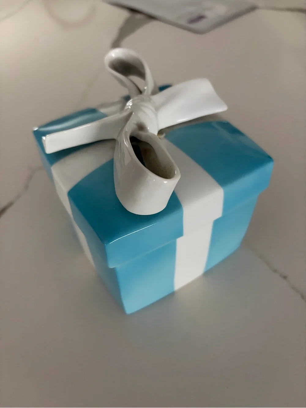 Tiffany & Co. Blue and White Striped Ceramic Accent box